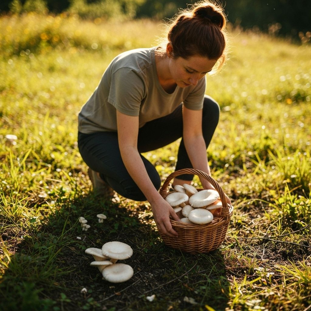 Harvesting oyster mushrooms