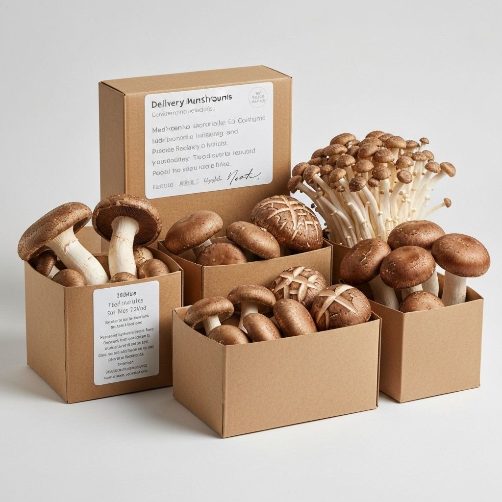 Packed mushrooms ready for delivery